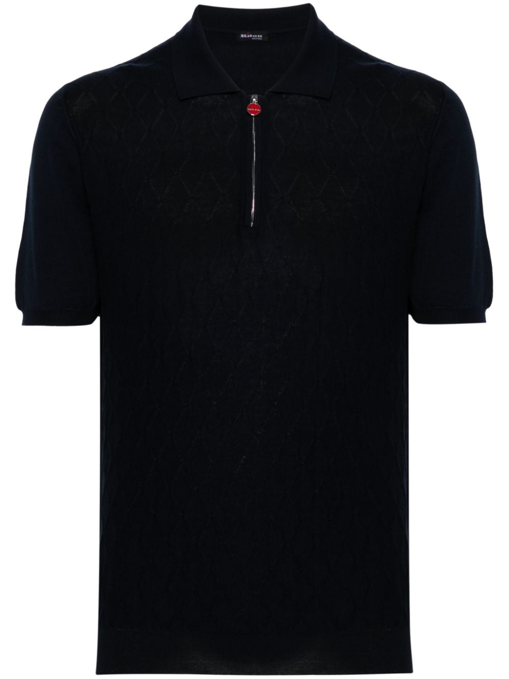 Kiton diamond-pattern cotton polo shirt - Blue von Kiton