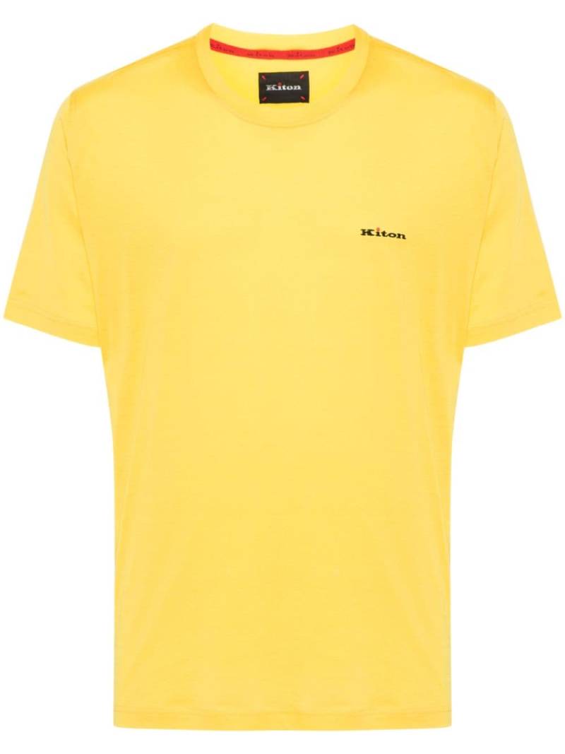 Kiton embroidered-logo cotton T-shirt - Yellow von Kiton