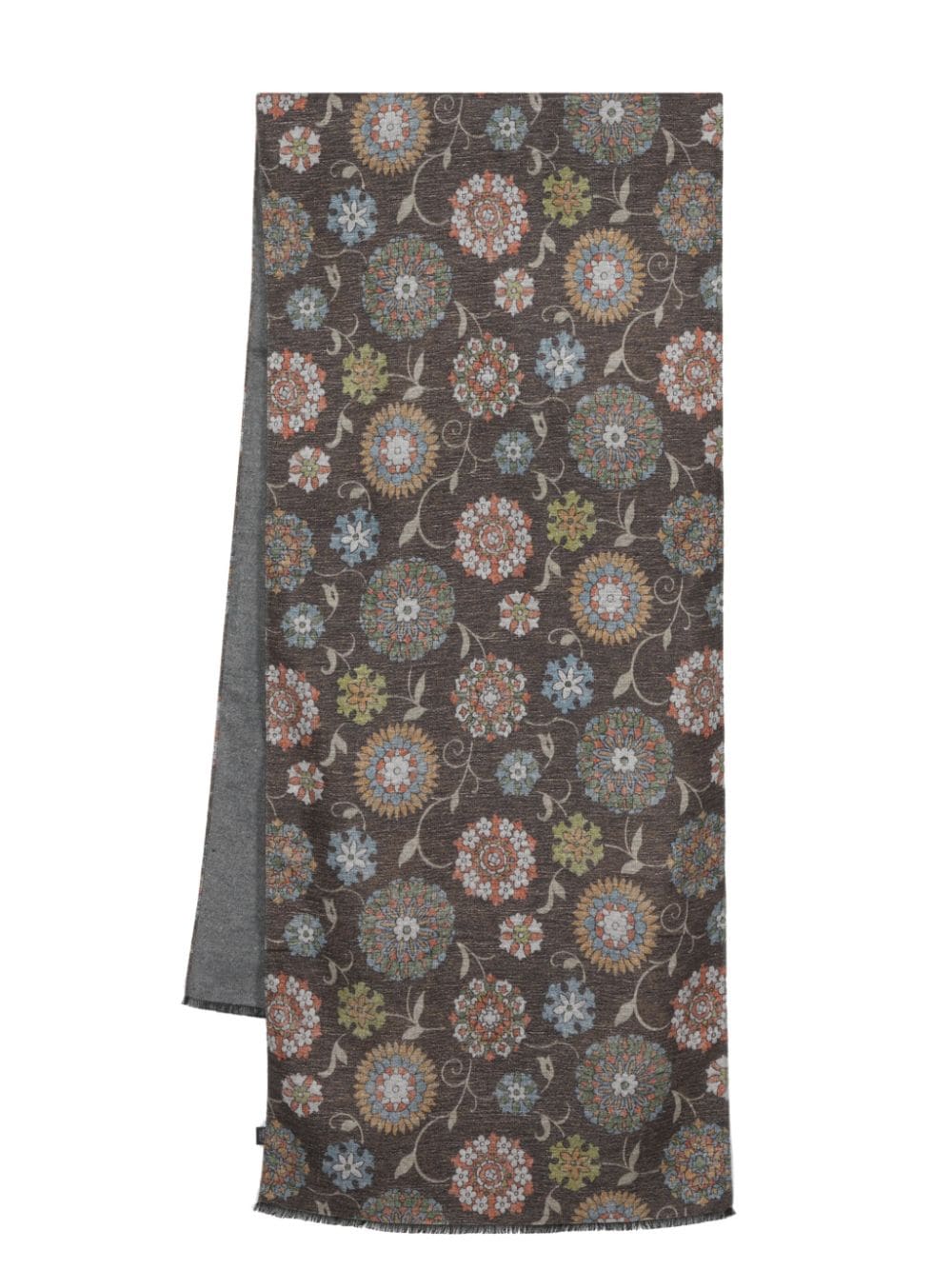 Kiton floral-print silk scarf - Brown von Kiton