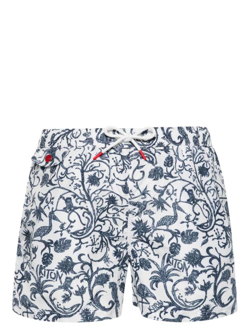 Kiton floral-print swim shorts - Blue von Kiton