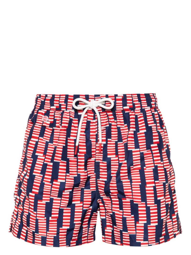 Kiton geometric-pattern swim shorts - Red von Kiton