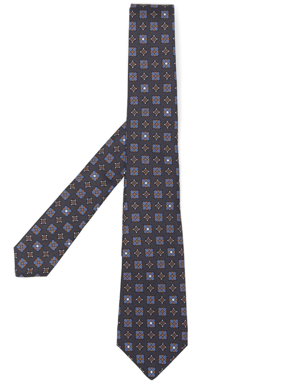 Kiton geometric-print silk tie - Grey von Kiton