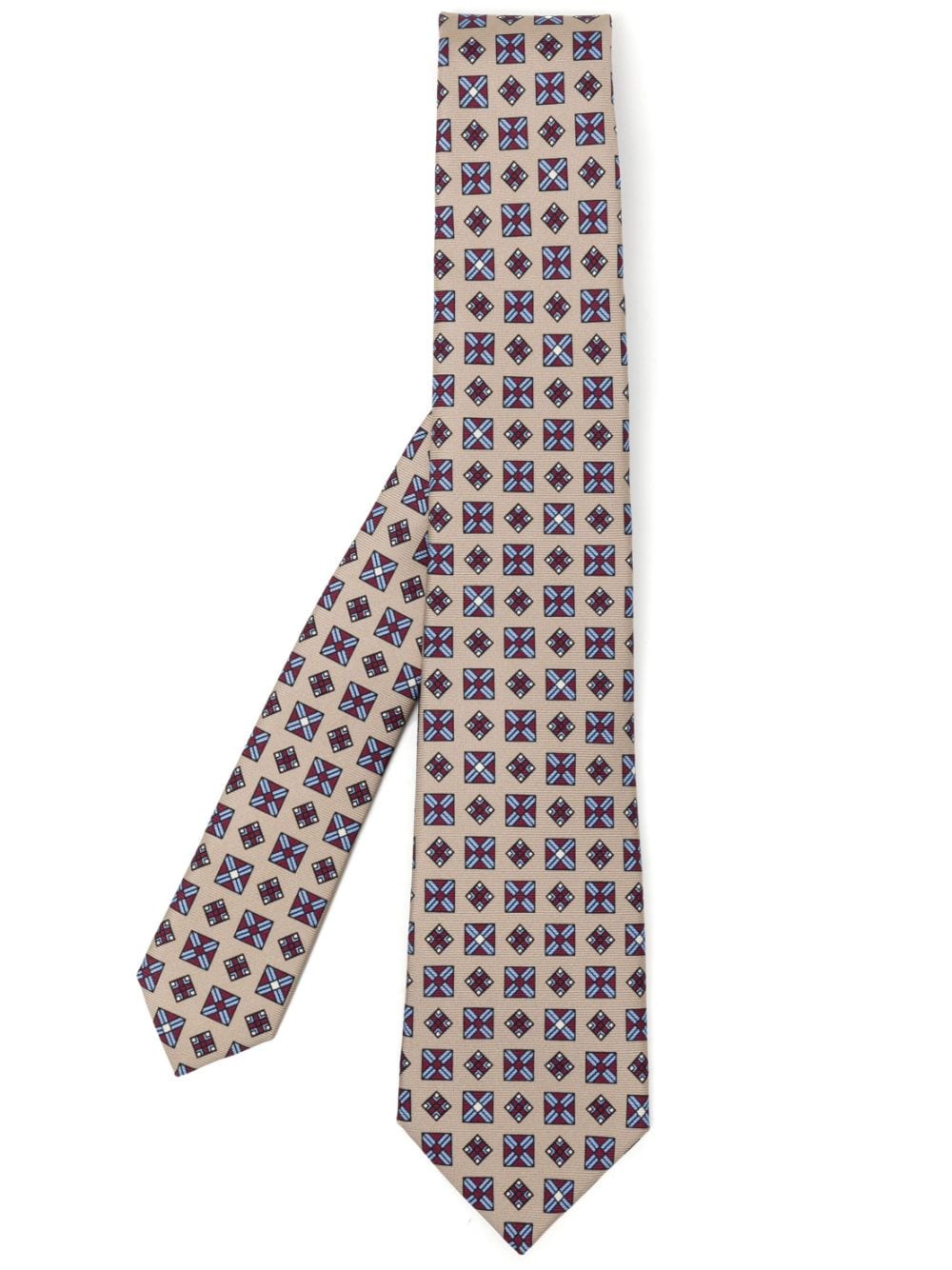 Kiton geometric-print silk tie - Neutrals von Kiton