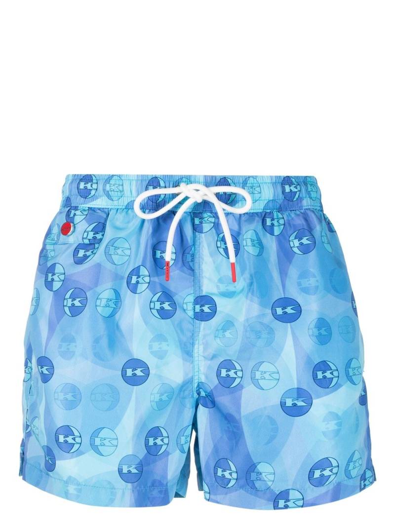 Kiton graphic-print swim shorts - Blue von Kiton