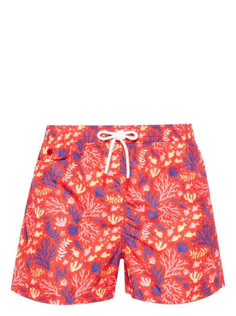 Kiton graphic-print swim shorts - Red von Kiton