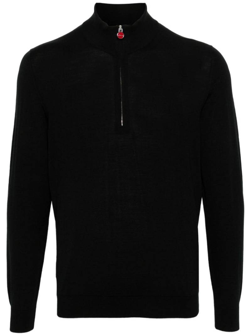 Kiton high-neck half-zip wool jumper - Black von Kiton