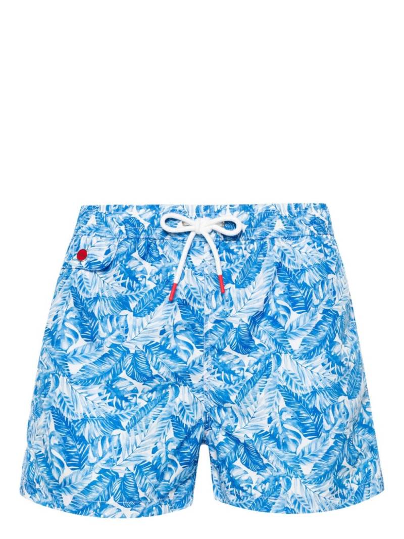 Kiton leaf-print swim shorts - Blue von Kiton