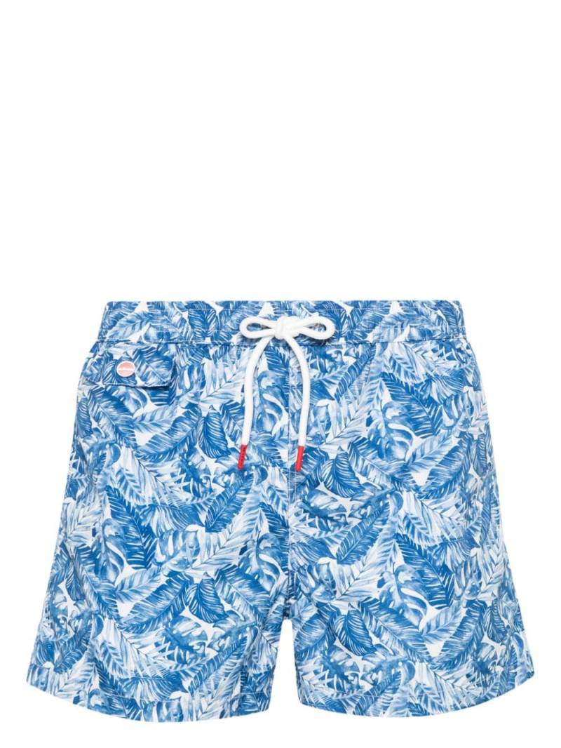 Kiton leaf-print swim shorts - Blue von Kiton