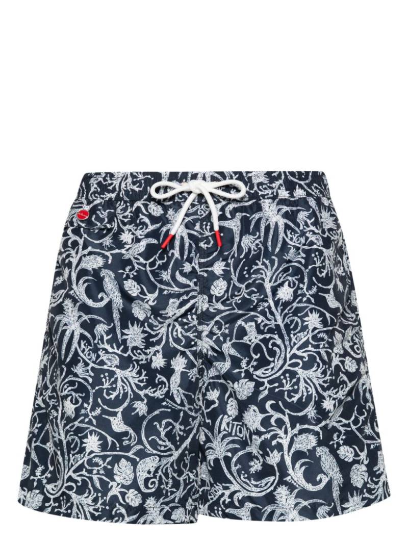 Kiton logo-embroidered swim shorts - Blue von Kiton