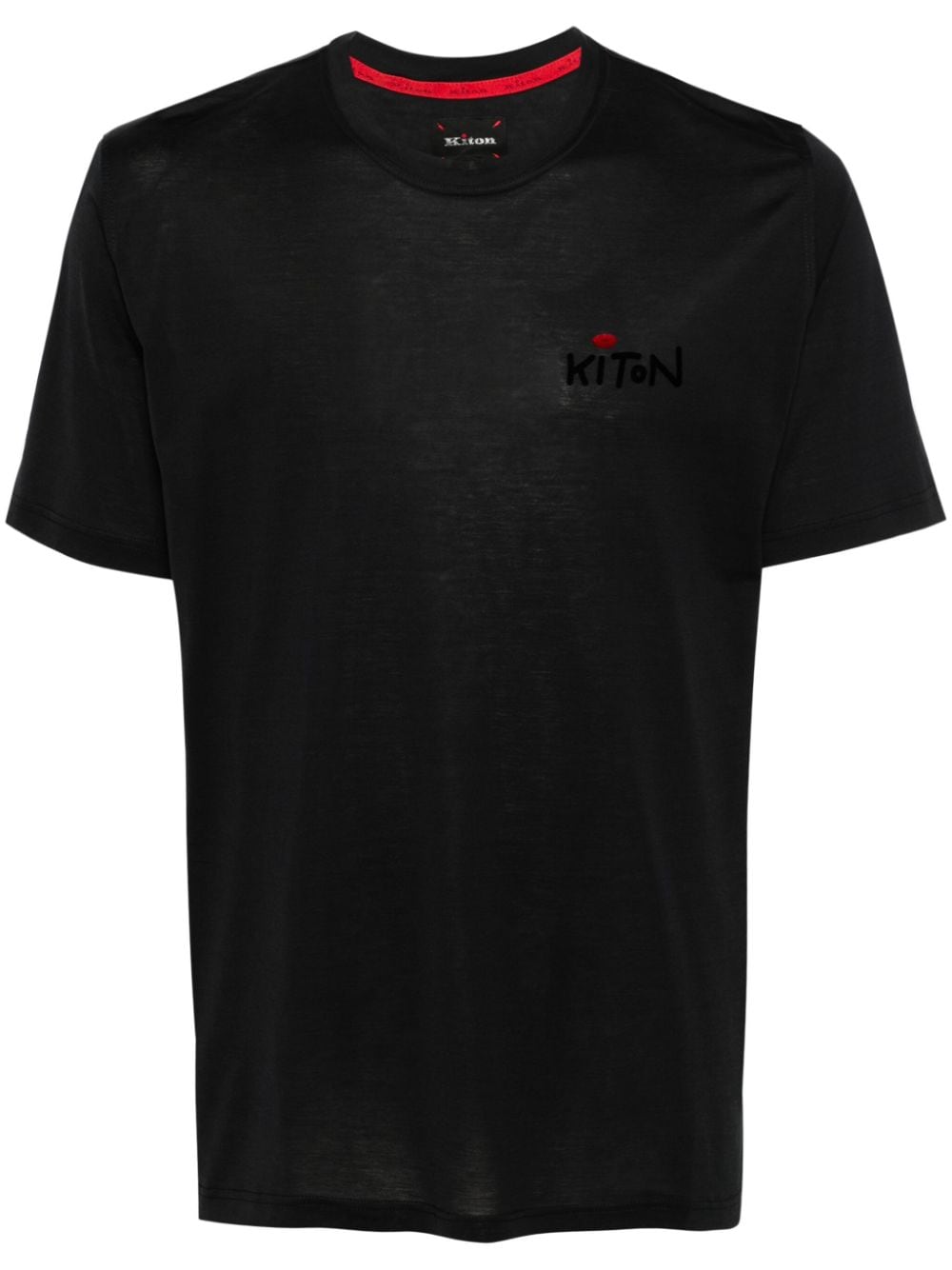 Kiton logo-flocked cotton T-shirt - Black von Kiton