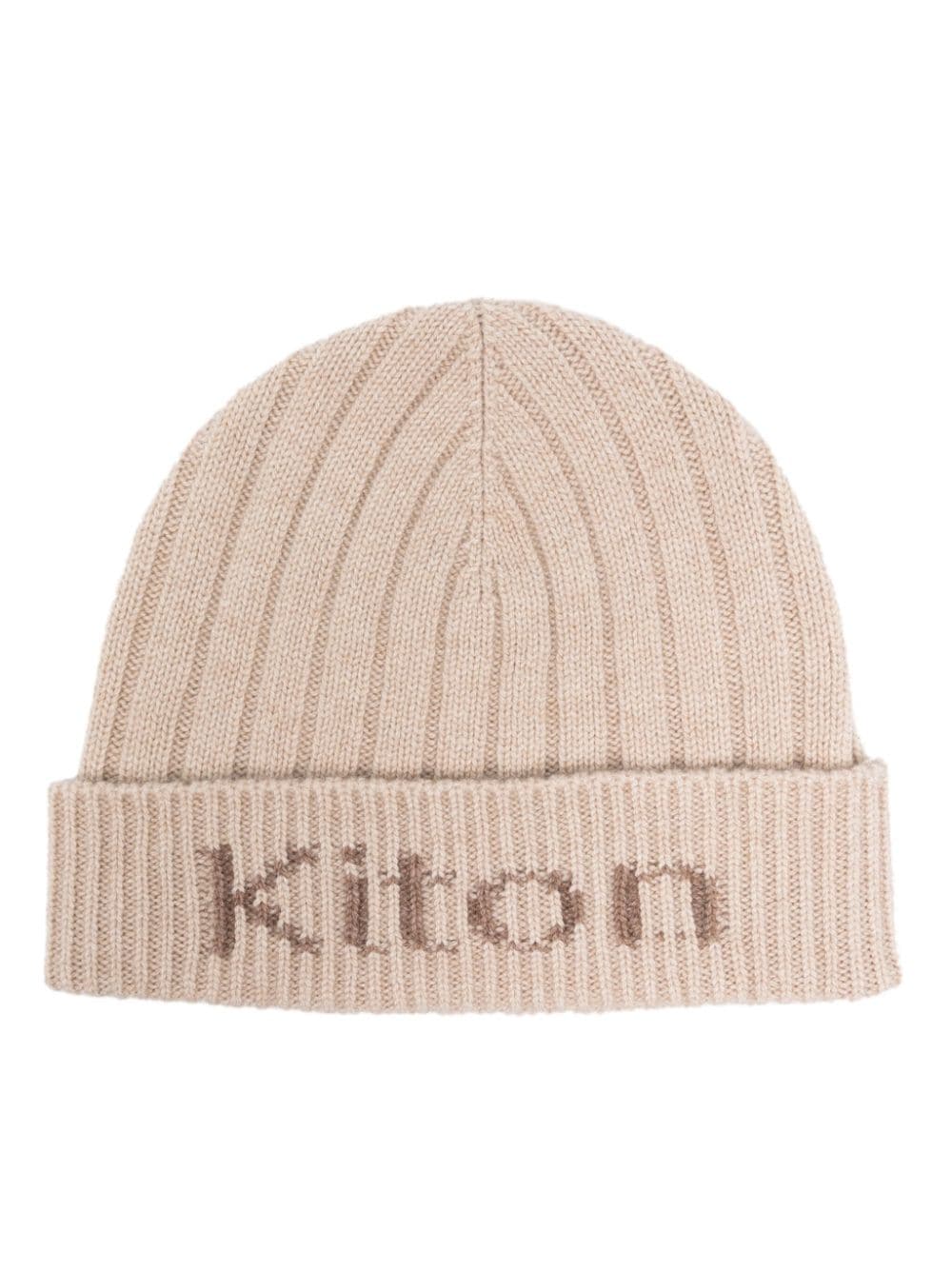 Kiton logo-intarsia ribbed beanie - Neutrals von Kiton