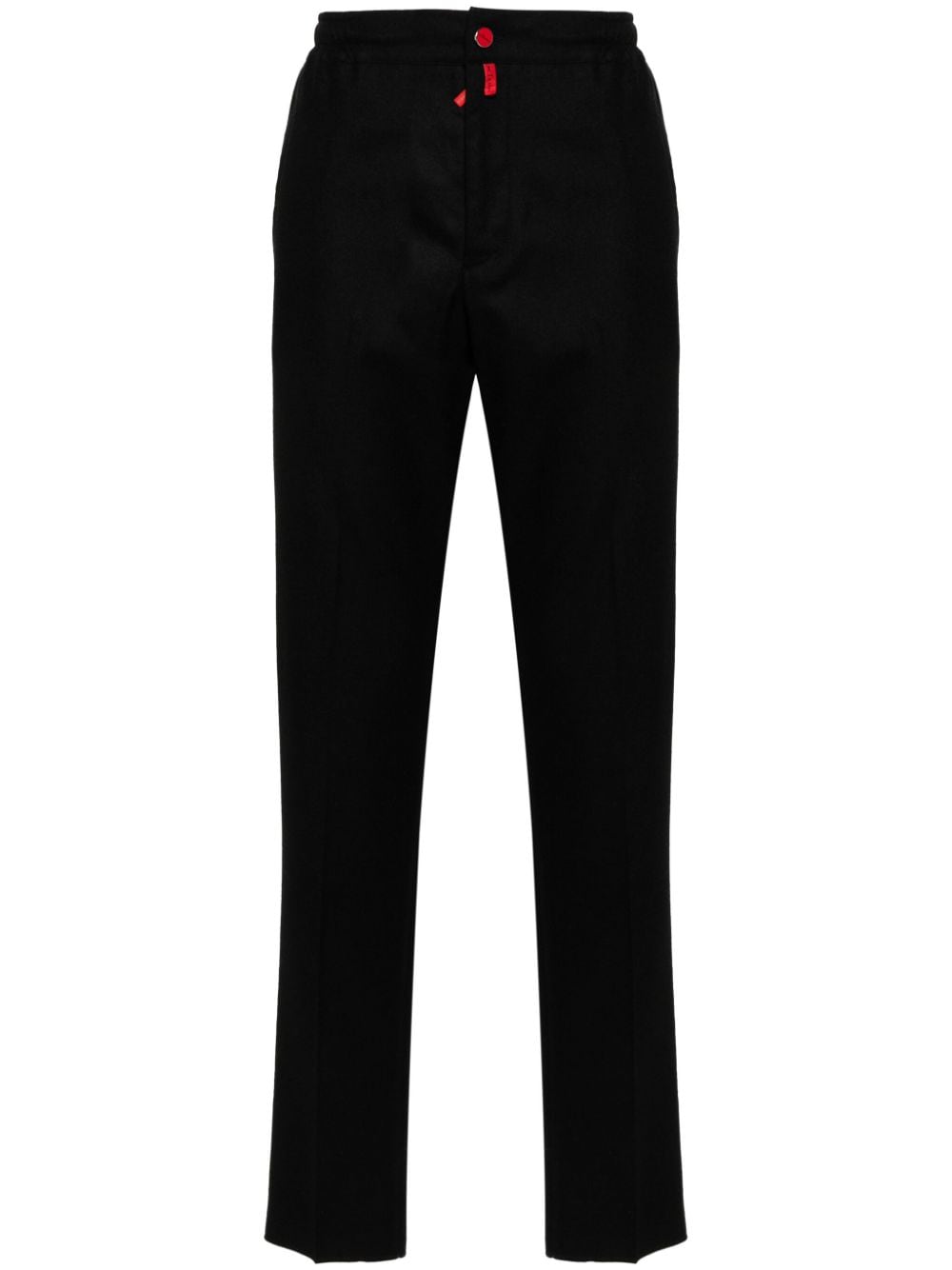 Kiton logo-patch button-fastening tapered trousers - Black von Kiton