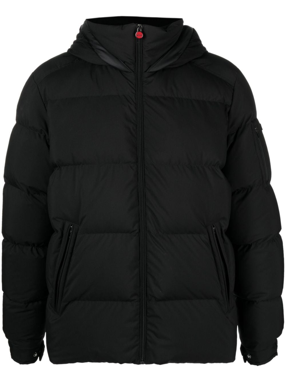 Kiton logo-patch quilted hooded jacket - Black von Kiton