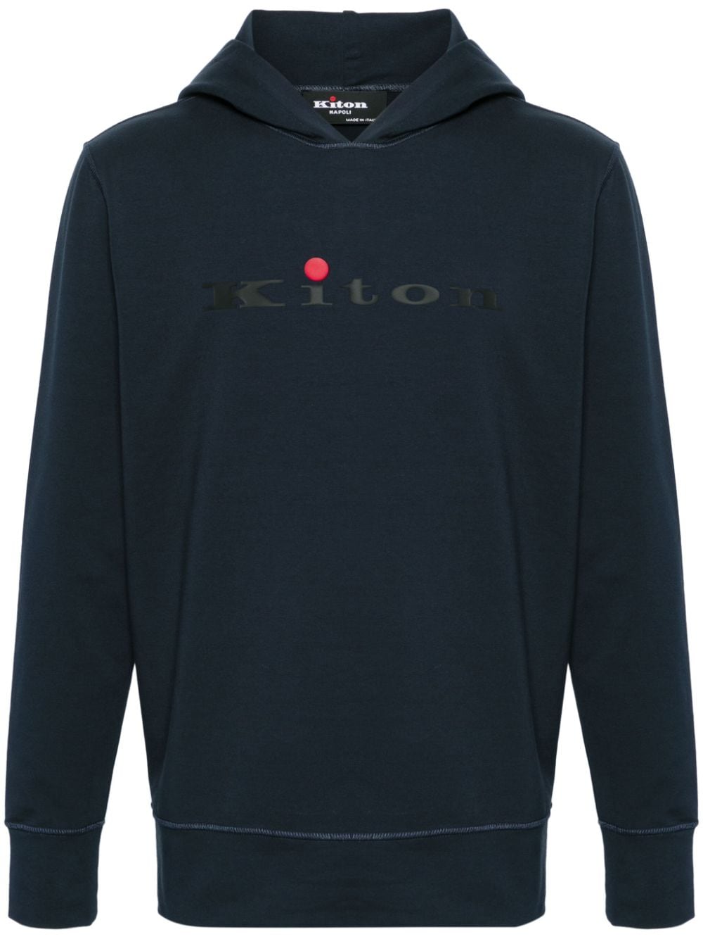 Kiton logo-print cotton blend hoodie - Blue von Kiton
