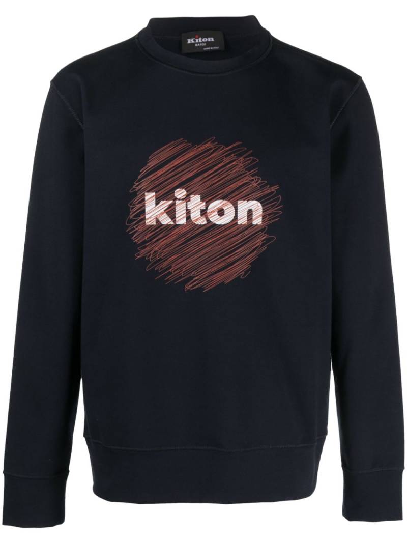 Kiton logo-print cotton sweatshirt - Blue von Kiton