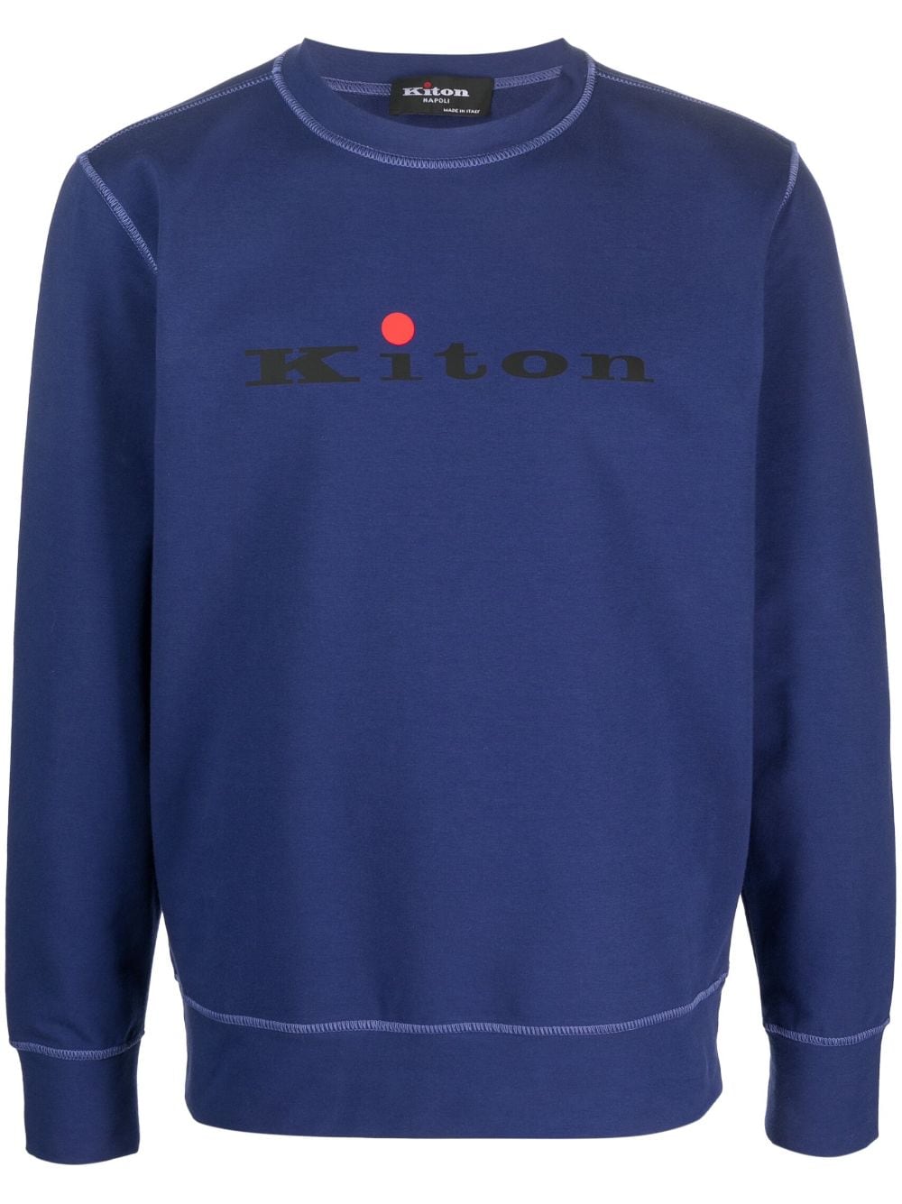 Kiton logo-print crew neck sweatshirt - Blue von Kiton