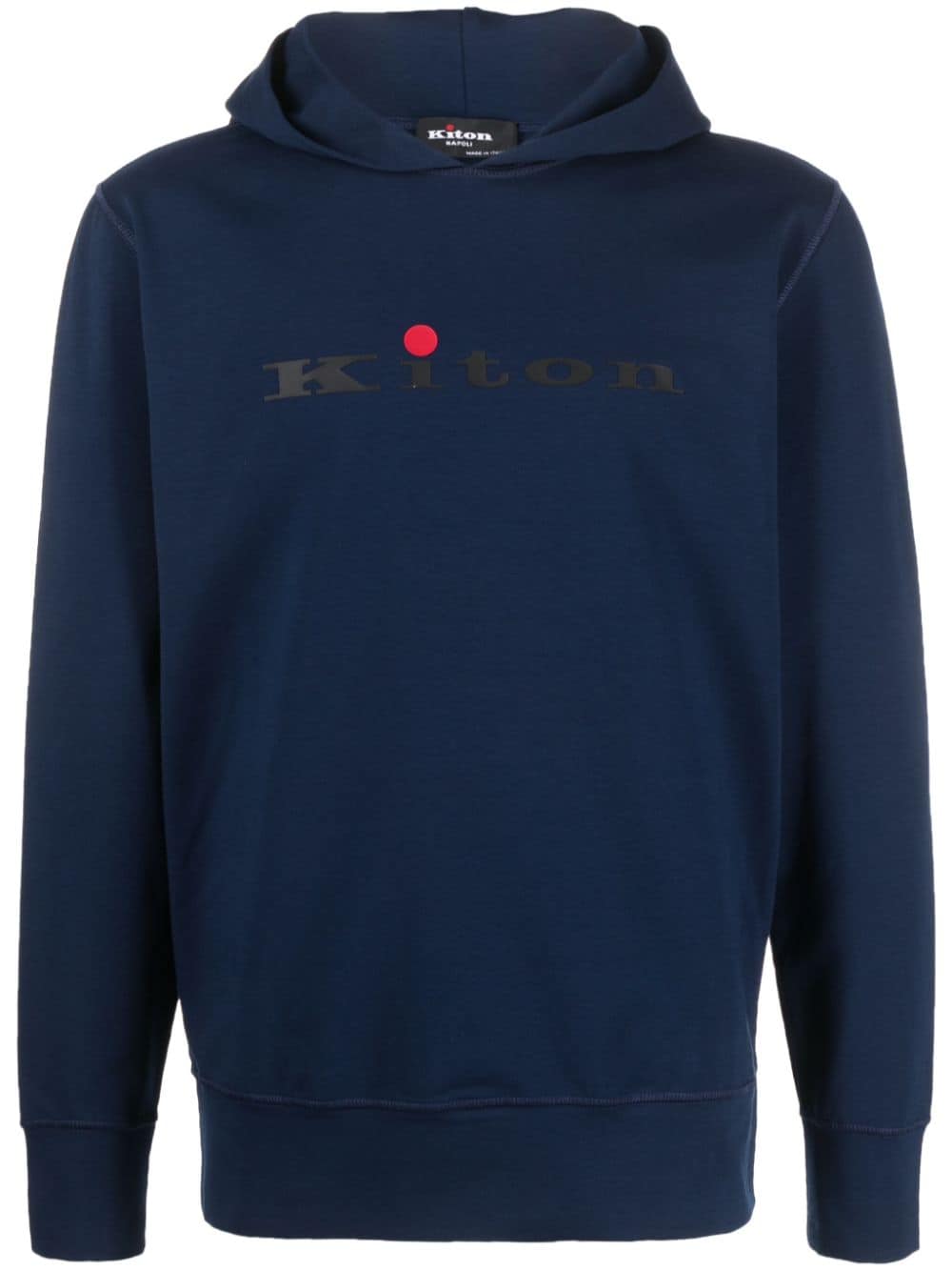 Kiton logo-print jersey hoodie - Blue von Kiton