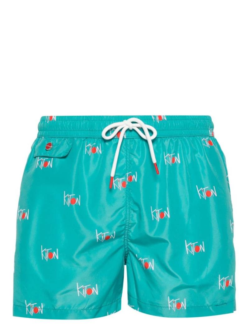 Kiton logo-print swim shorts - Blue von Kiton