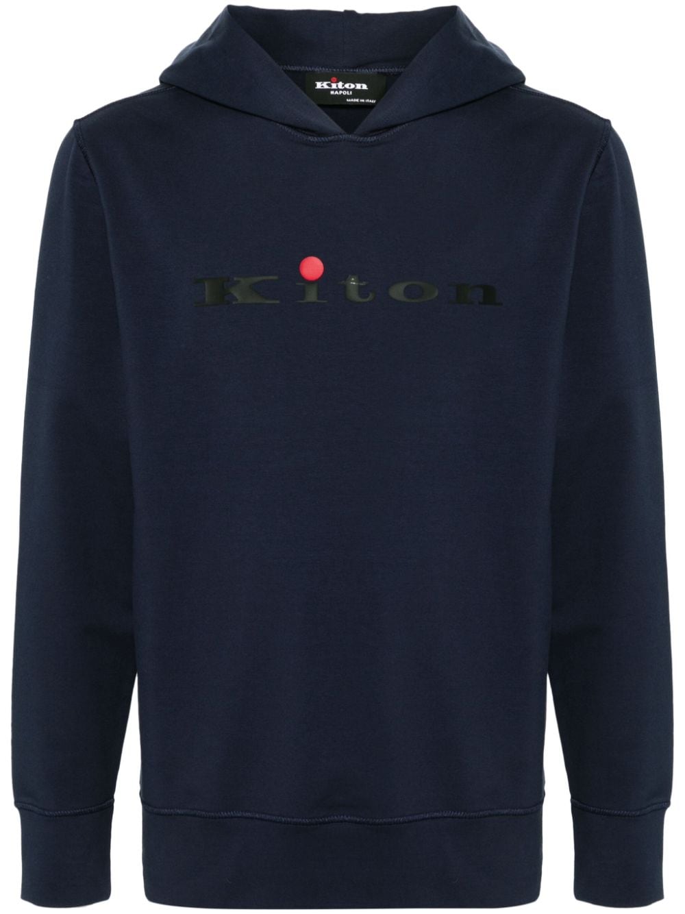 Kiton logo-rubberised cotton hoodie - Blue von Kiton