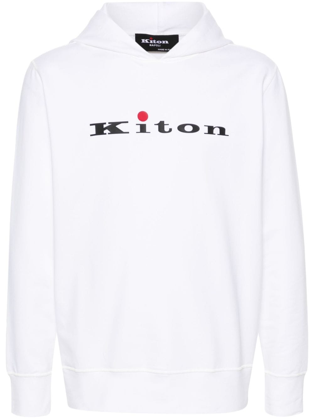 Kiton logo-rubberised cotton hoodie - White von Kiton