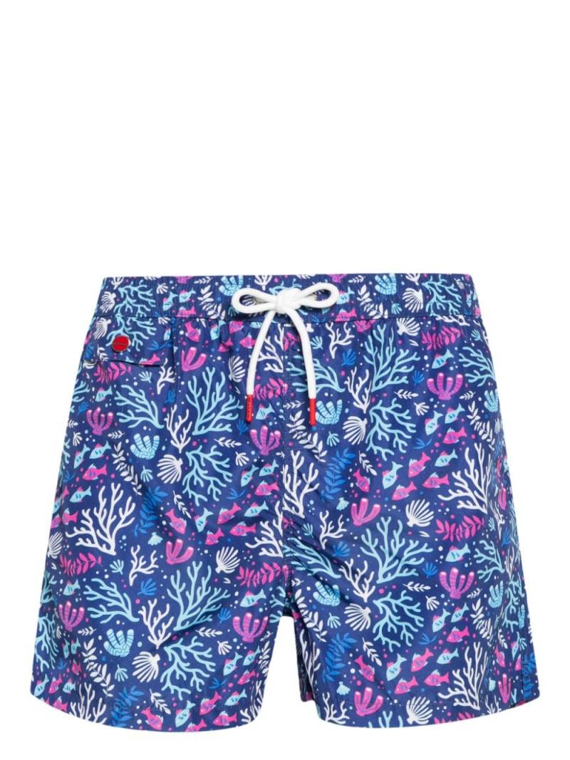 Kiton motif-print swim shorts - Blue von Kiton