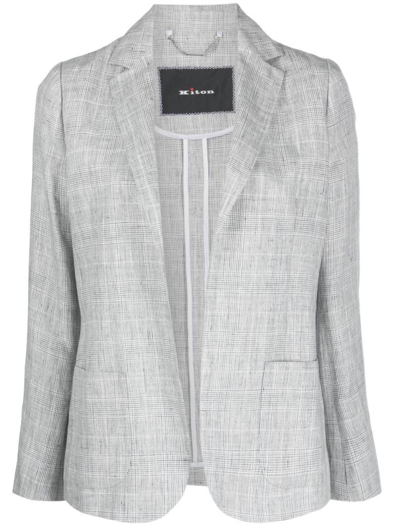 Kiton plaid-pattern open-front linen blazer - Grey von Kiton