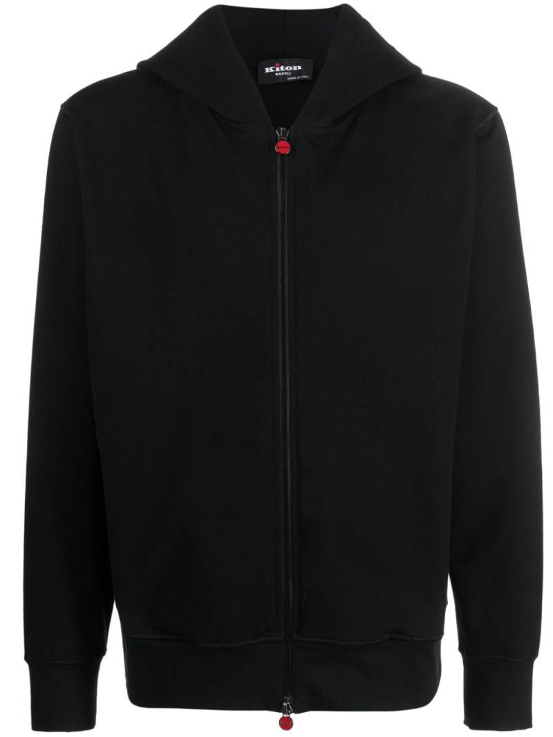 Kiton slogan-print cotton hoodie - Black von Kiton