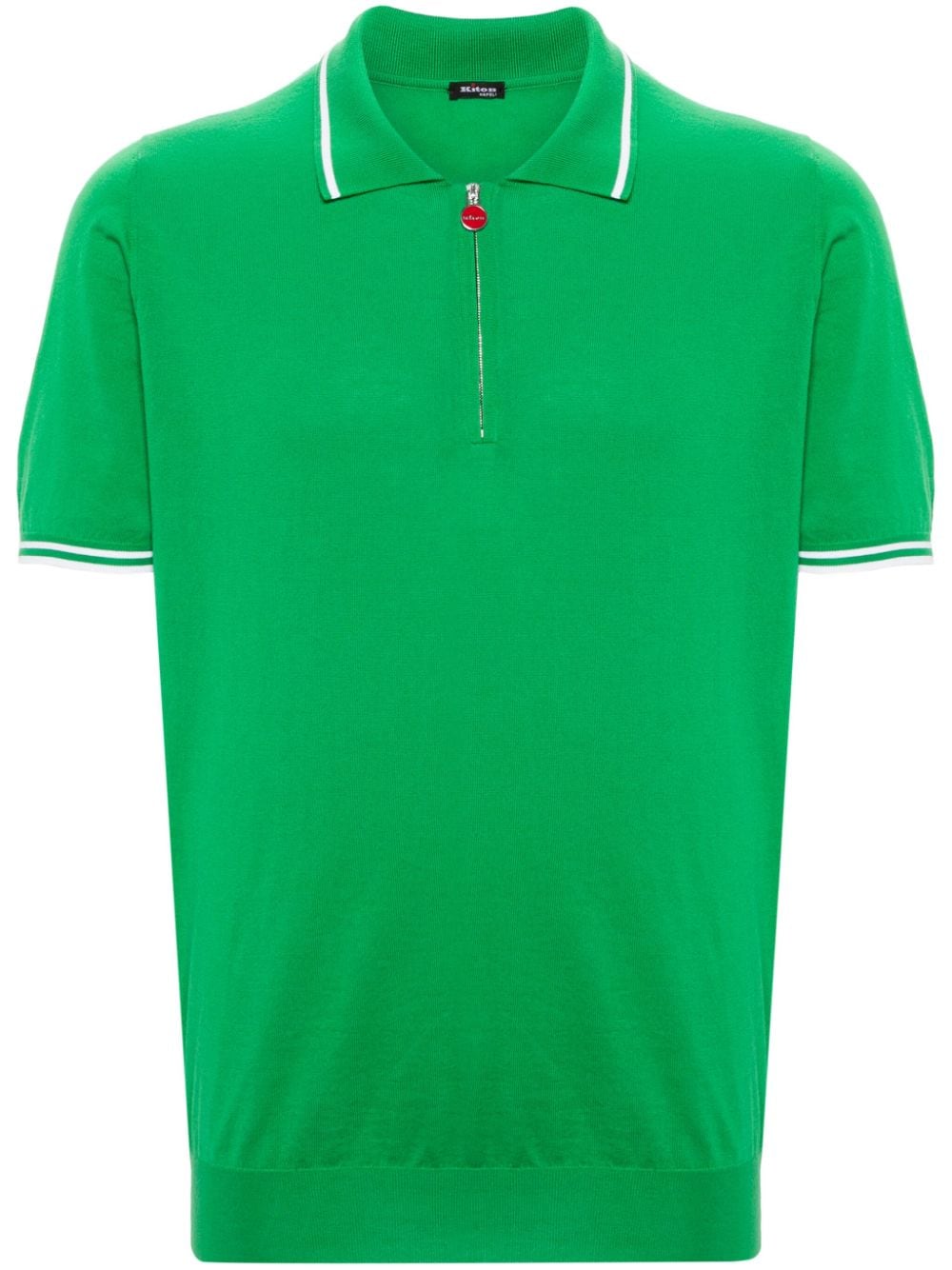 Kiton striped-edge cotton polo shirt - Green von Kiton