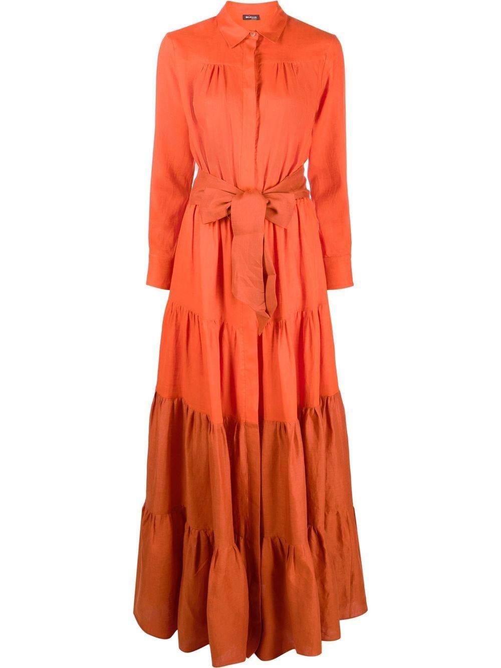 Kiton tiered maxi shirt dress - Orange von Kiton