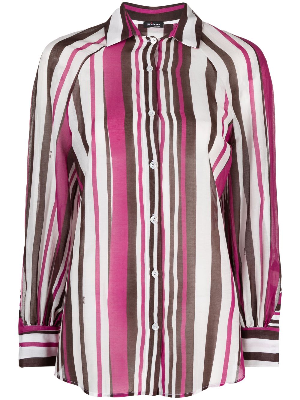 Kiton striped cotton-silk shirt - Pink von Kiton