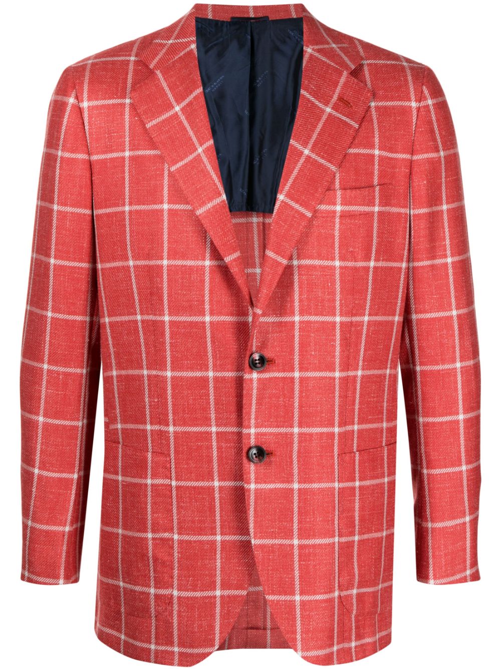 Kiton windowpane-check cashmere-blend blazer - Red von Kiton