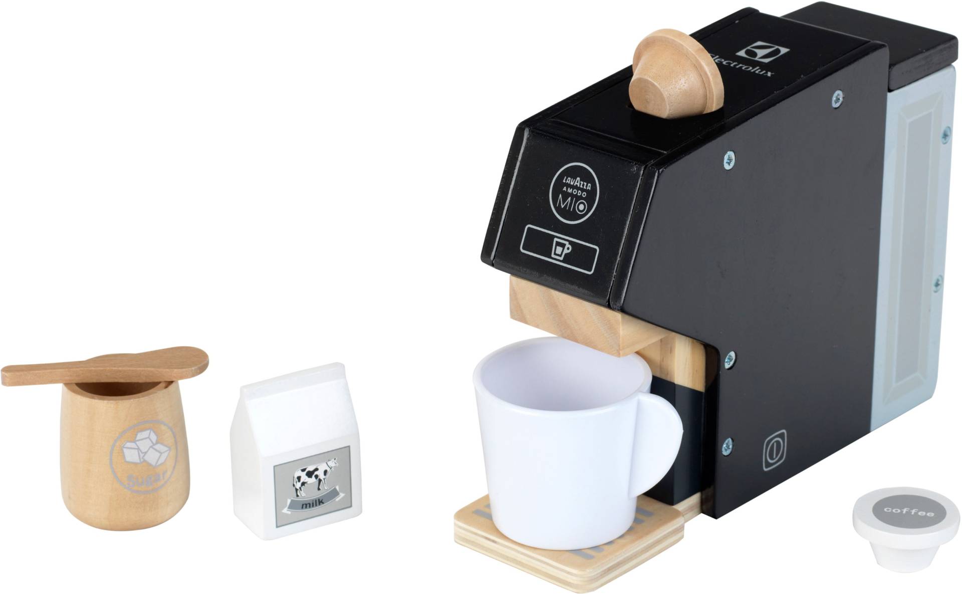 Klein Kinder-Kaffeemaschine »Holzspielzeug, Electrolux, Holz«, mit Kaffeekapseln und Zubehör aus Holz von Klein