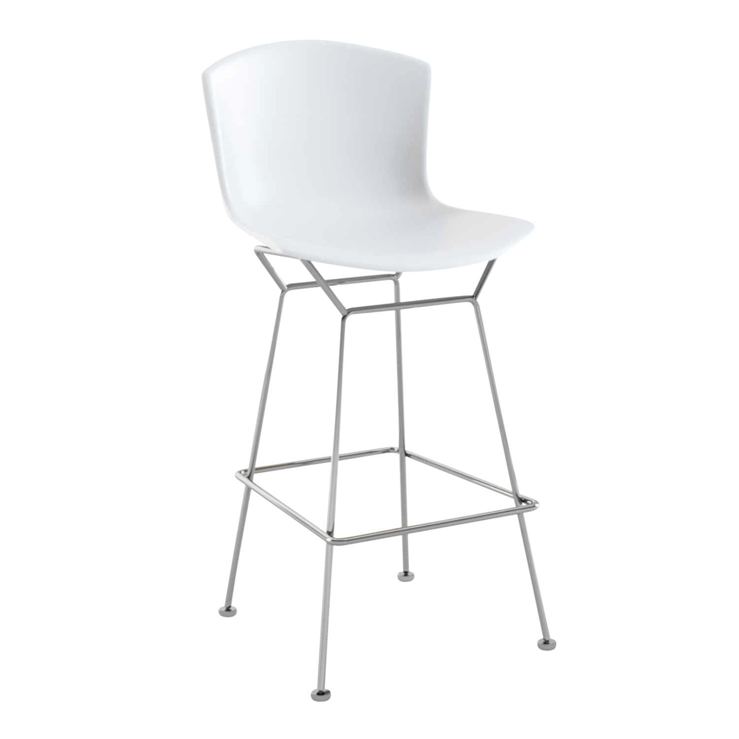 Bertoia Kunststoff Counterhocker, Schale schwarz, Gestell weiss, lackiert von Knoll International