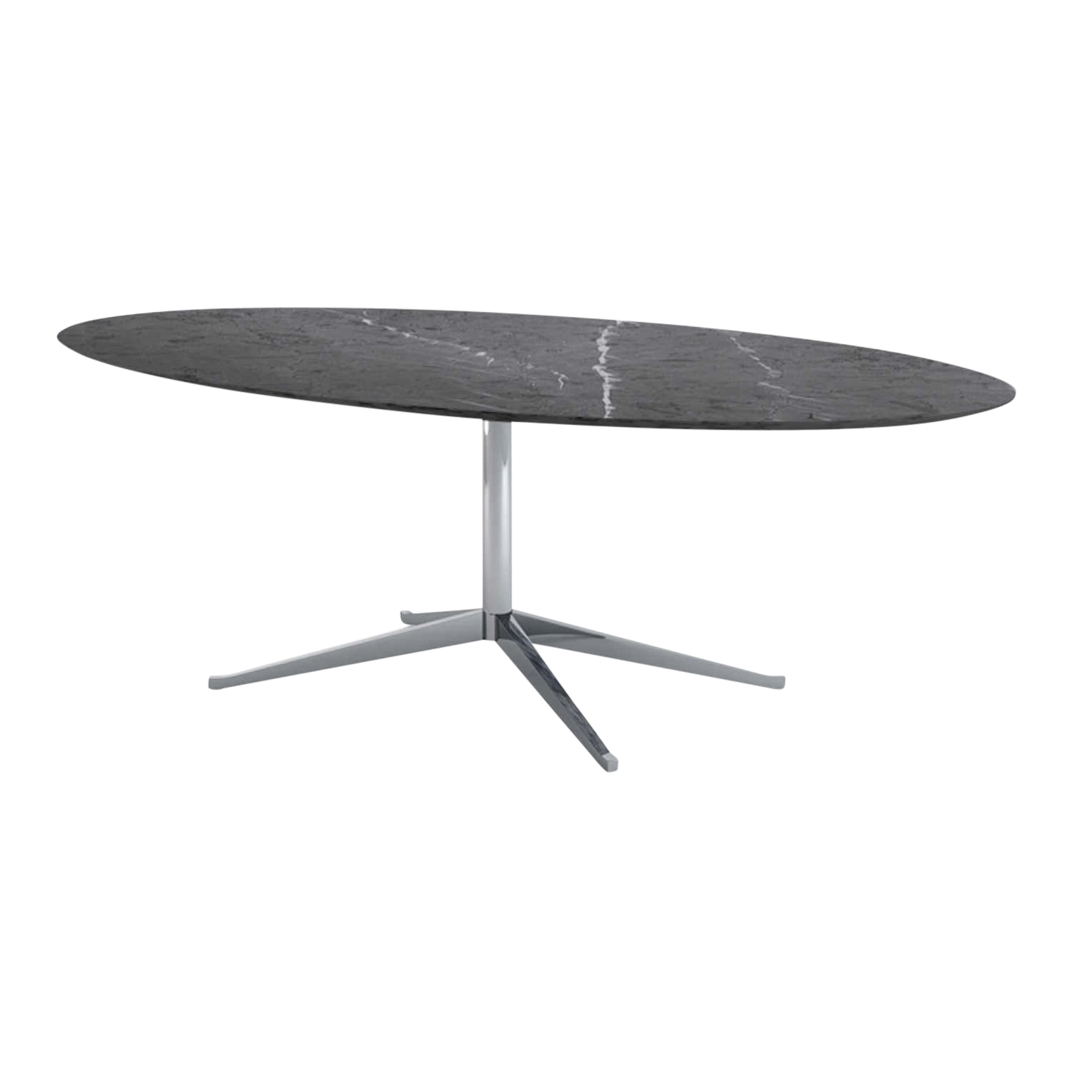 Florence Knoll Schreib-/Besprechungstisch, Grösse d. 137 cm, Tischplatte marmor arabescato ma (beschichtet), Gestell satiniert verchromt von Knoll International