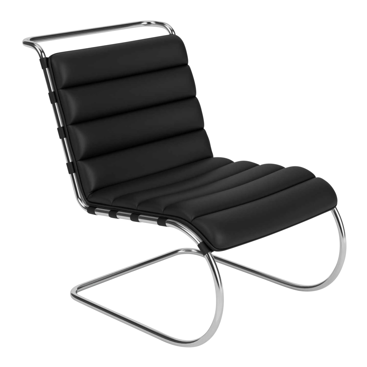 MR Bauhaus 100th Anniversary Edition Sessel, Bezug leder, bellagio black bel01, Lederriemen weiss von Knoll International