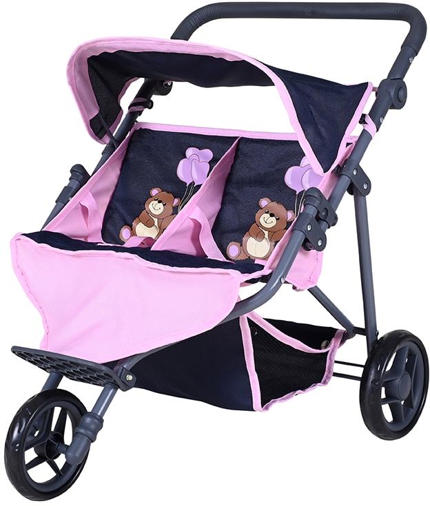Knorrtoys® Puppen-Zwillingsbuggy »Duo - Navy Pink Bear« von Knorrtoys®