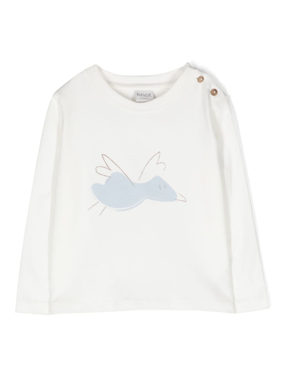 Knot Birdie long-sleeve cotton T-shirt - White von Knot