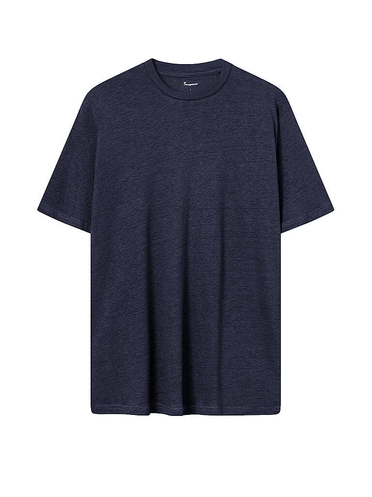 KNOWLEDGE COTTON APPAREL Leinen T-Shirt dunkelblau | M von Knowledge Cotton Apparel