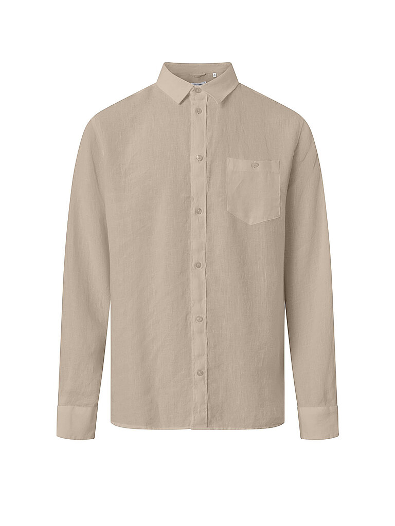 KNOWLEDGE COTTON APPAREL Leinenhemd beige | L von Knowledge Cotton Apparel