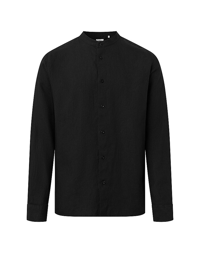 KNOWLEDGE COTTON APPAREL Leinenhemd schwarz | S von Knowledge Cotton Apparel