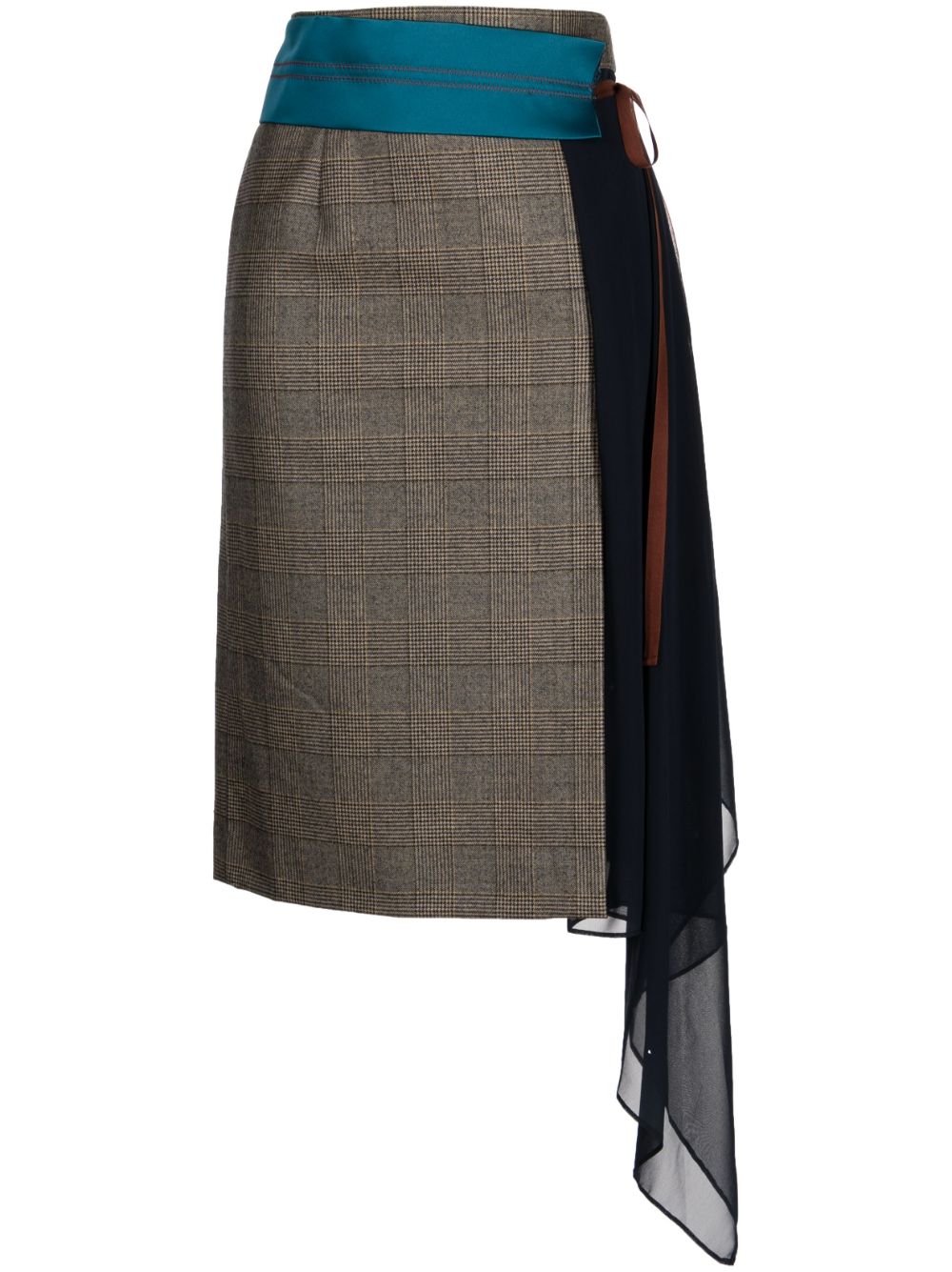 Kolor check-pattern high-waist skirt - Brown von Kolor