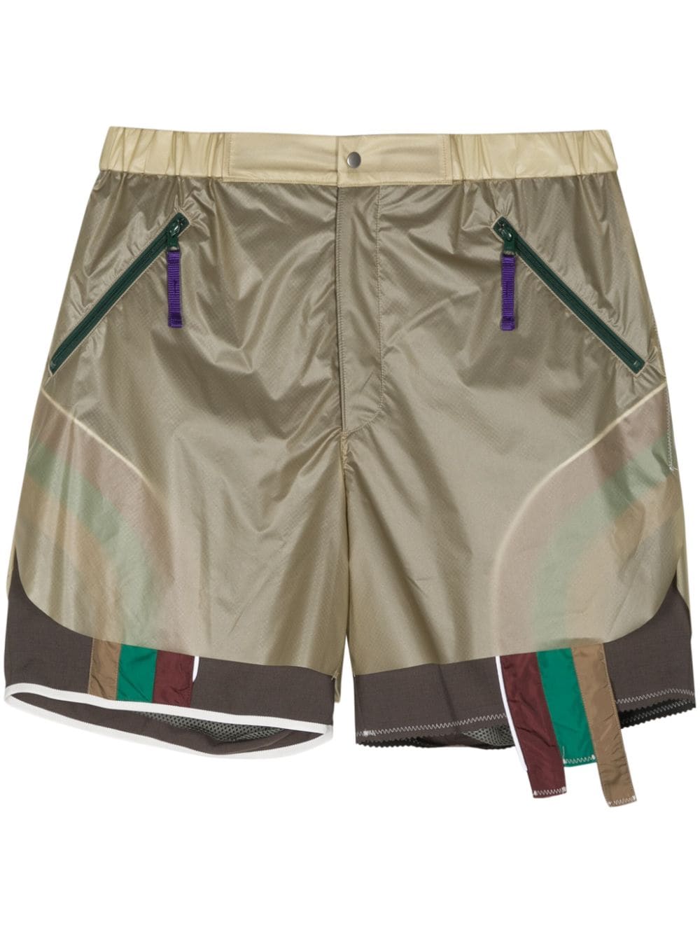 Kolor colour-block panelled shorts - Brown von Kolor