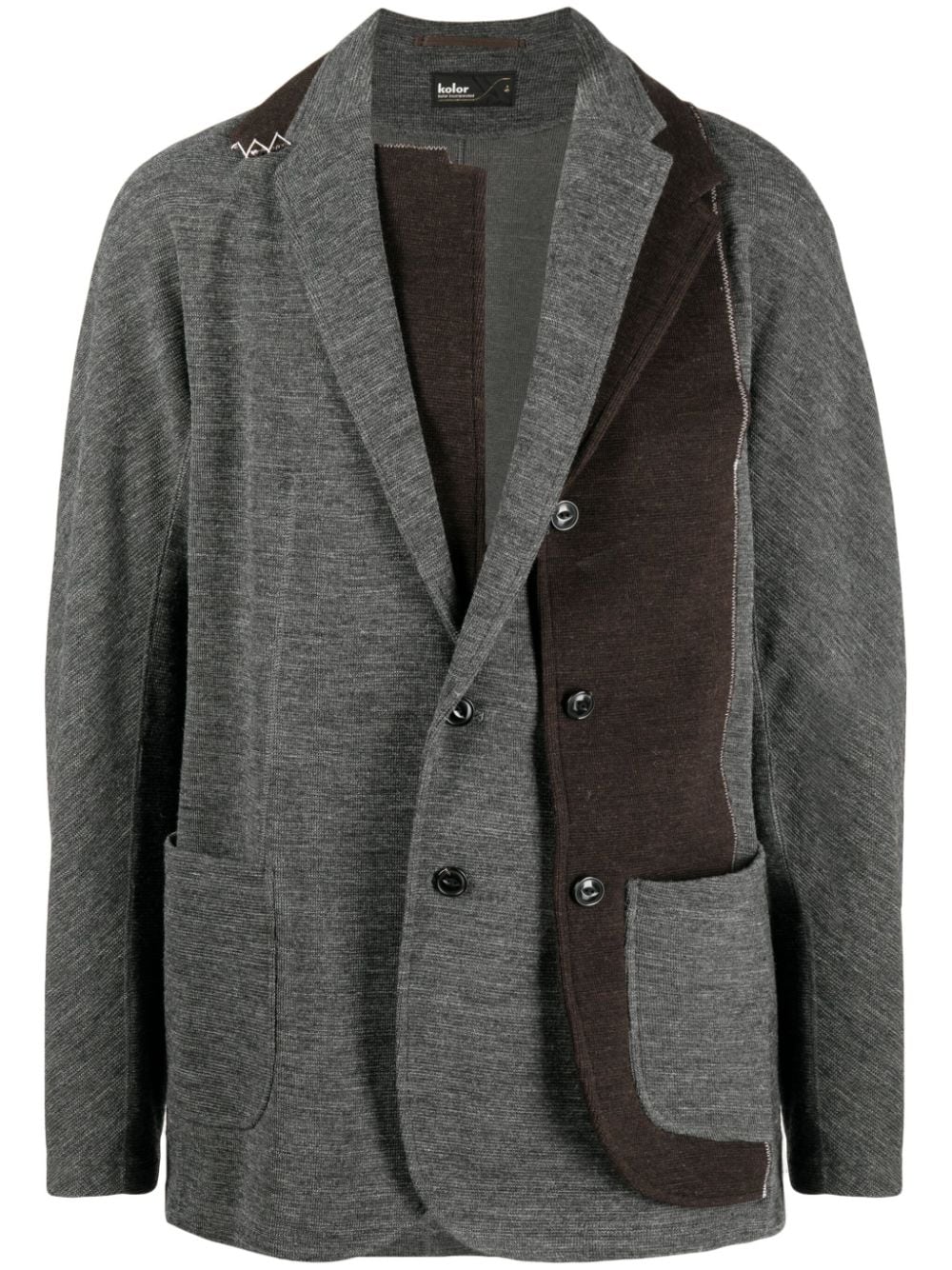 Kolor patchwork-design wool blazer - Grey von Kolor