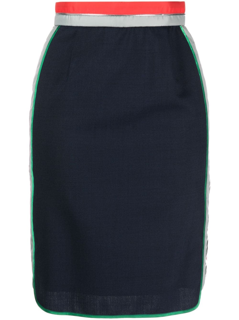 Kolor stripe-waistband knee-length skirt - Blue von Kolor