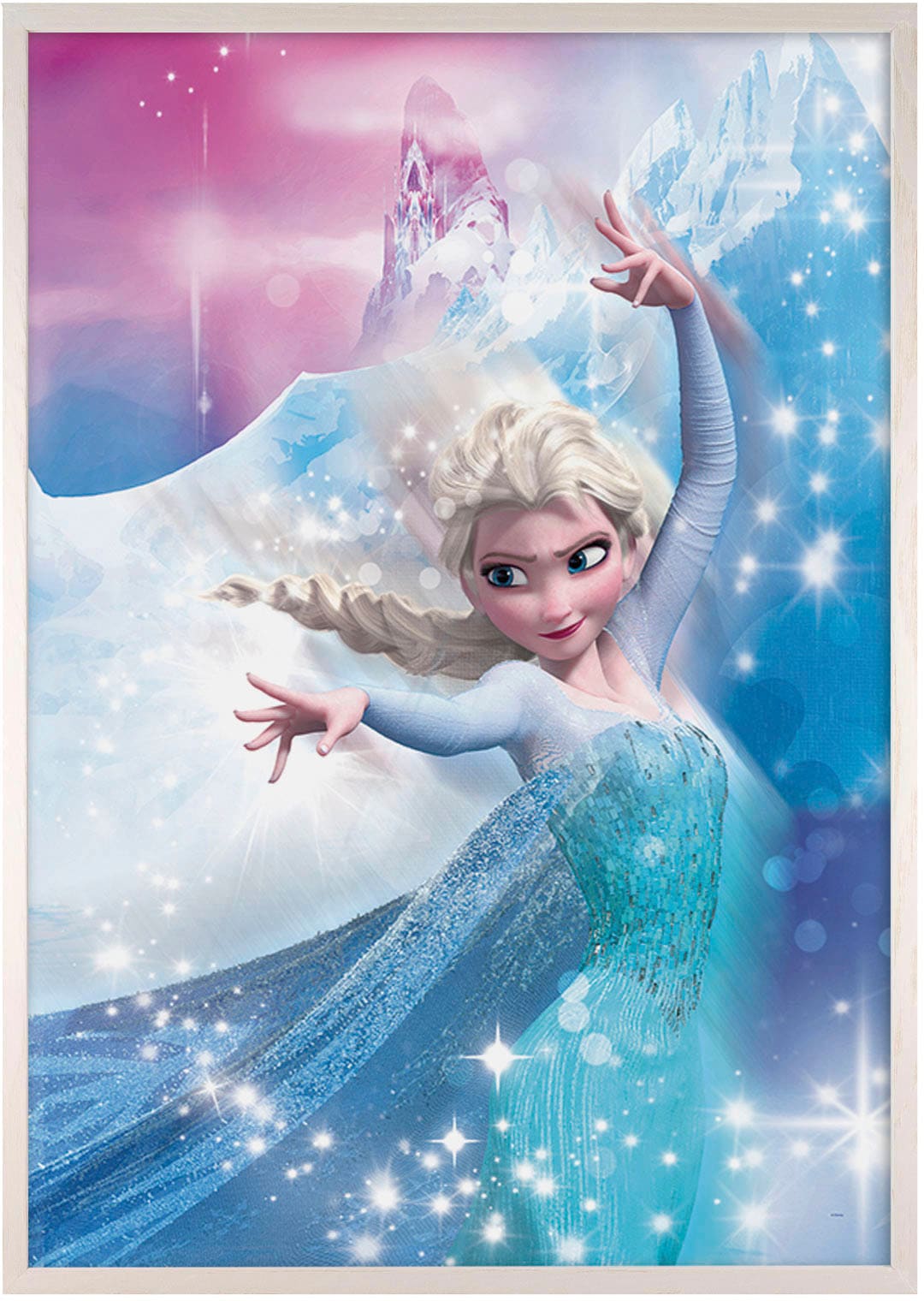 Komar Bild mit Rahmen »Bilderrahmen Holz White mit Wandbild "Frozen 2 Elsa Action" als Set« von Komar