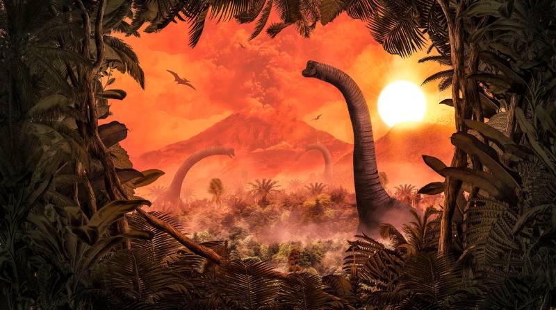 Komar Vliestapete »Digitaldruck Vlies - Brachiosaurus Panorama - Grösse 500 x 280 cm«, bedruckt, Kinderzimmer von Komar