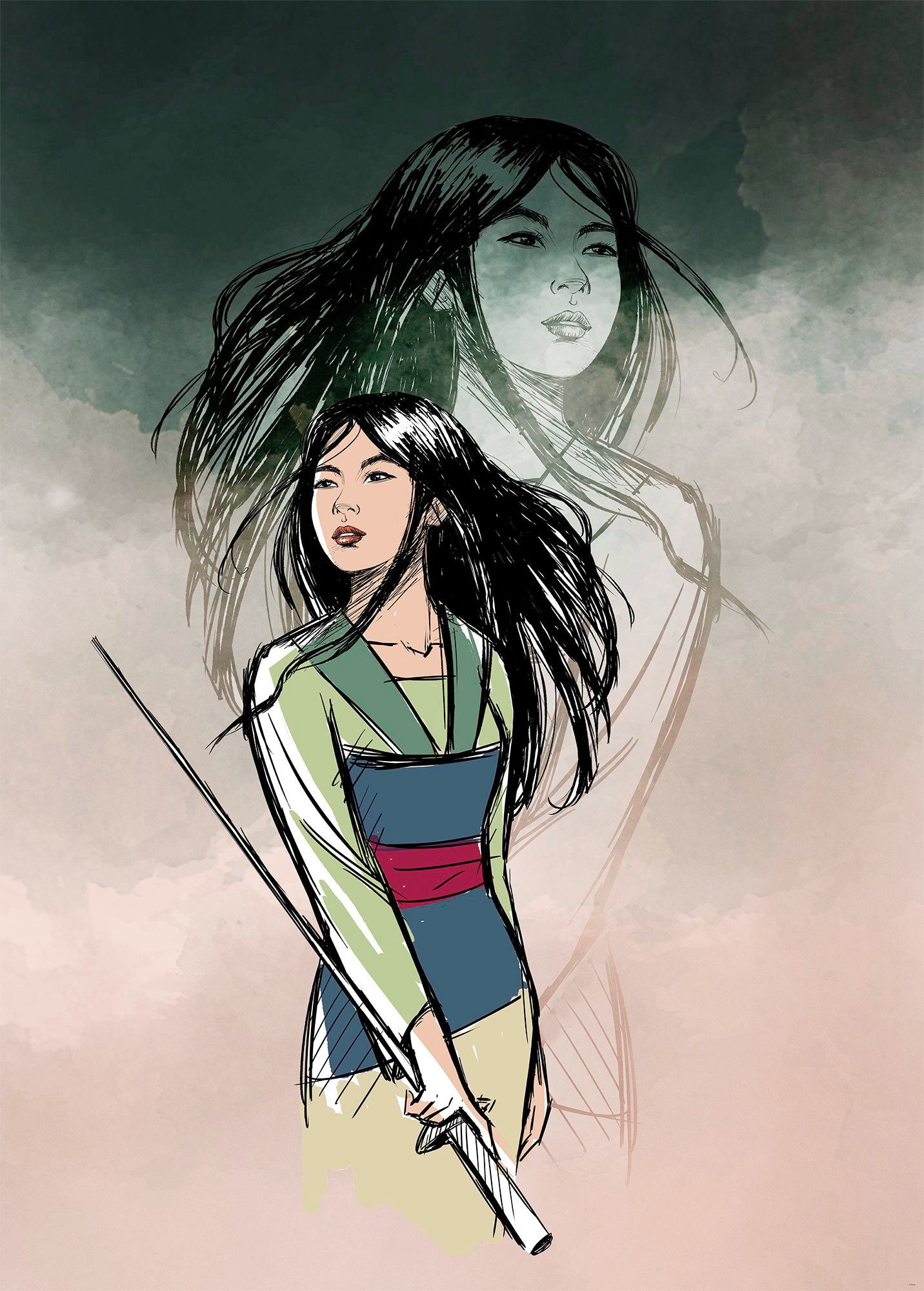 Komar Vliestapete »Digitaldruck Vlies - Brave Mulan - Grösse 200 x 280 cm«, bedruckt, Kinderzimmer von Komar