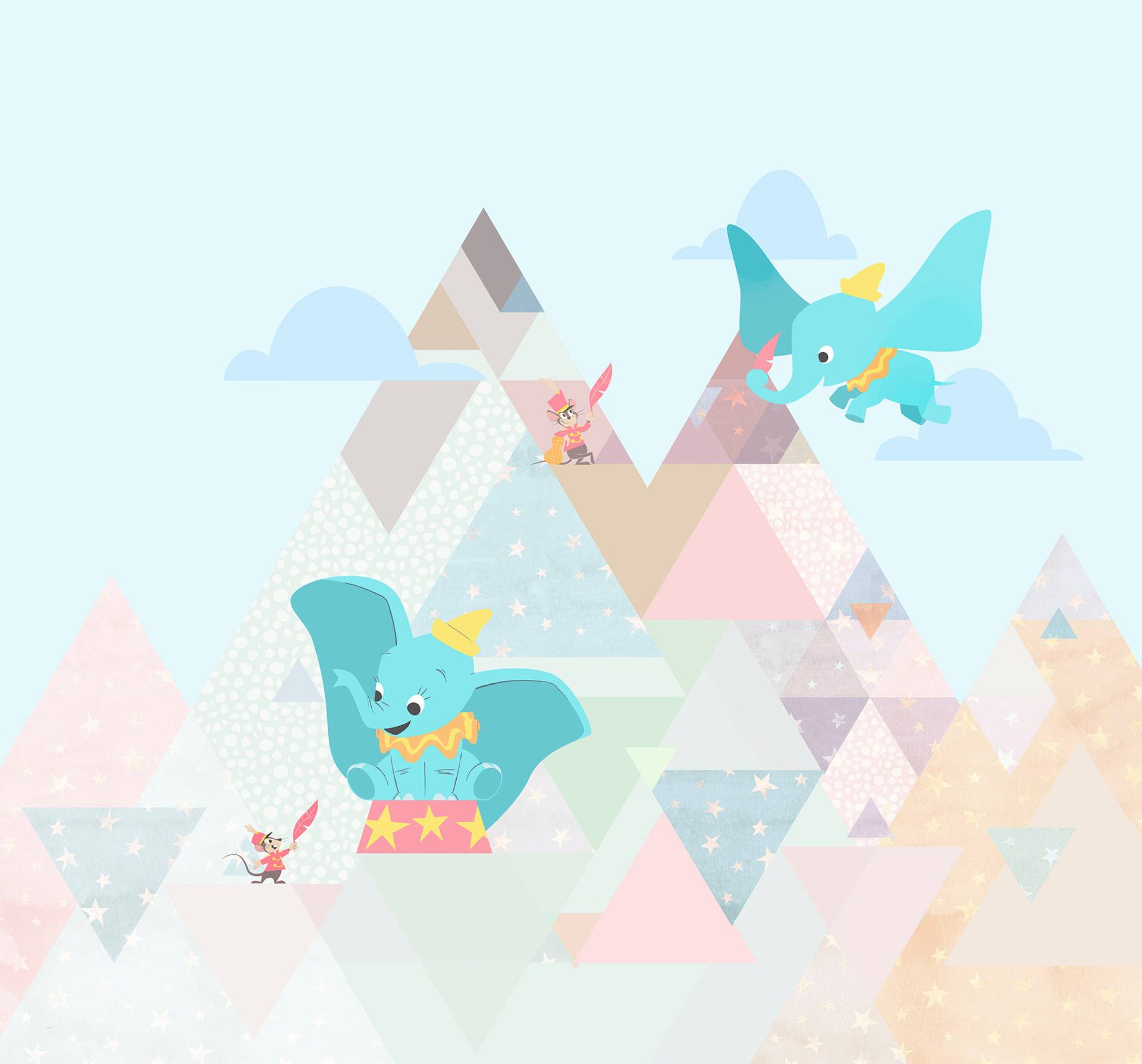 Komar Vliestapete »Digitaldruck Vlies - Dumbo flying elephant - Grösse 300 x 280 cm«, bedruckt, Kinderzimmer von Komar