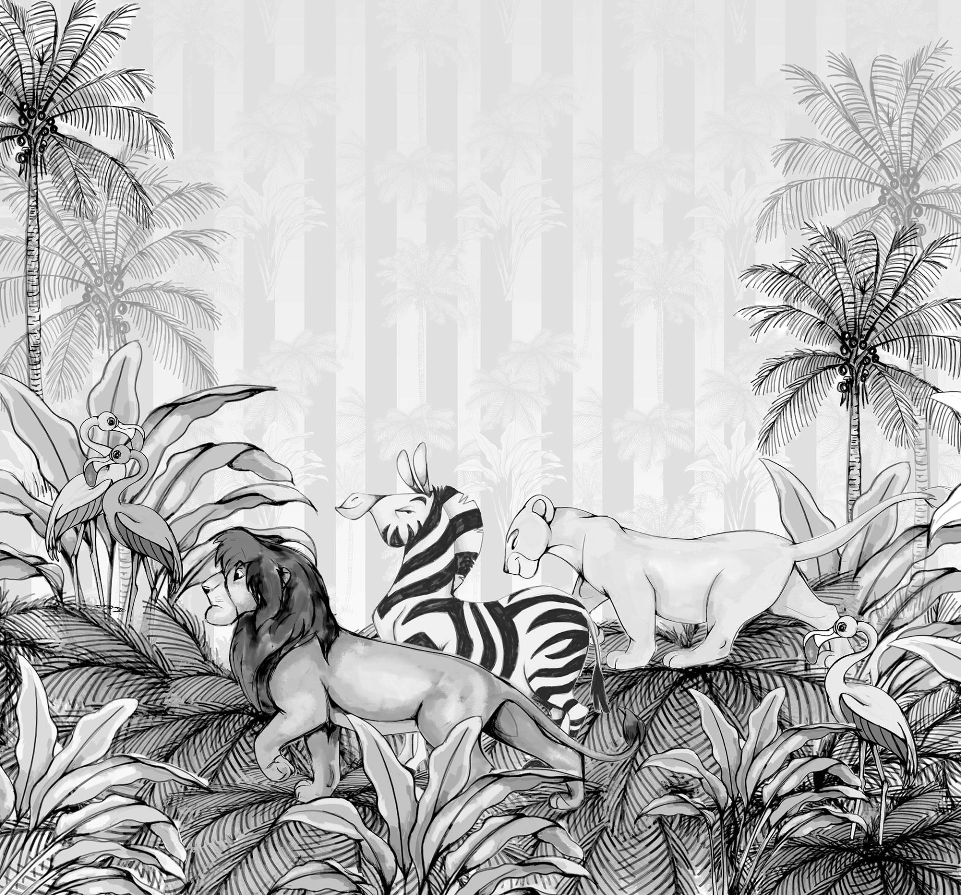 Komar Vliestapete »Digitaldruck Vlies - Lion King Monochrome - Grösse 300 x 280 cm«, bedruckt, Kinderzimmer von Komar