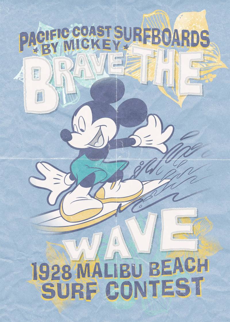 Komar Vliestapete »Digitaldruck Vlies - Mickey Brave the Wave - Grösse 200 x 280 cm«, bedruckt, Kinderzimmer von Komar